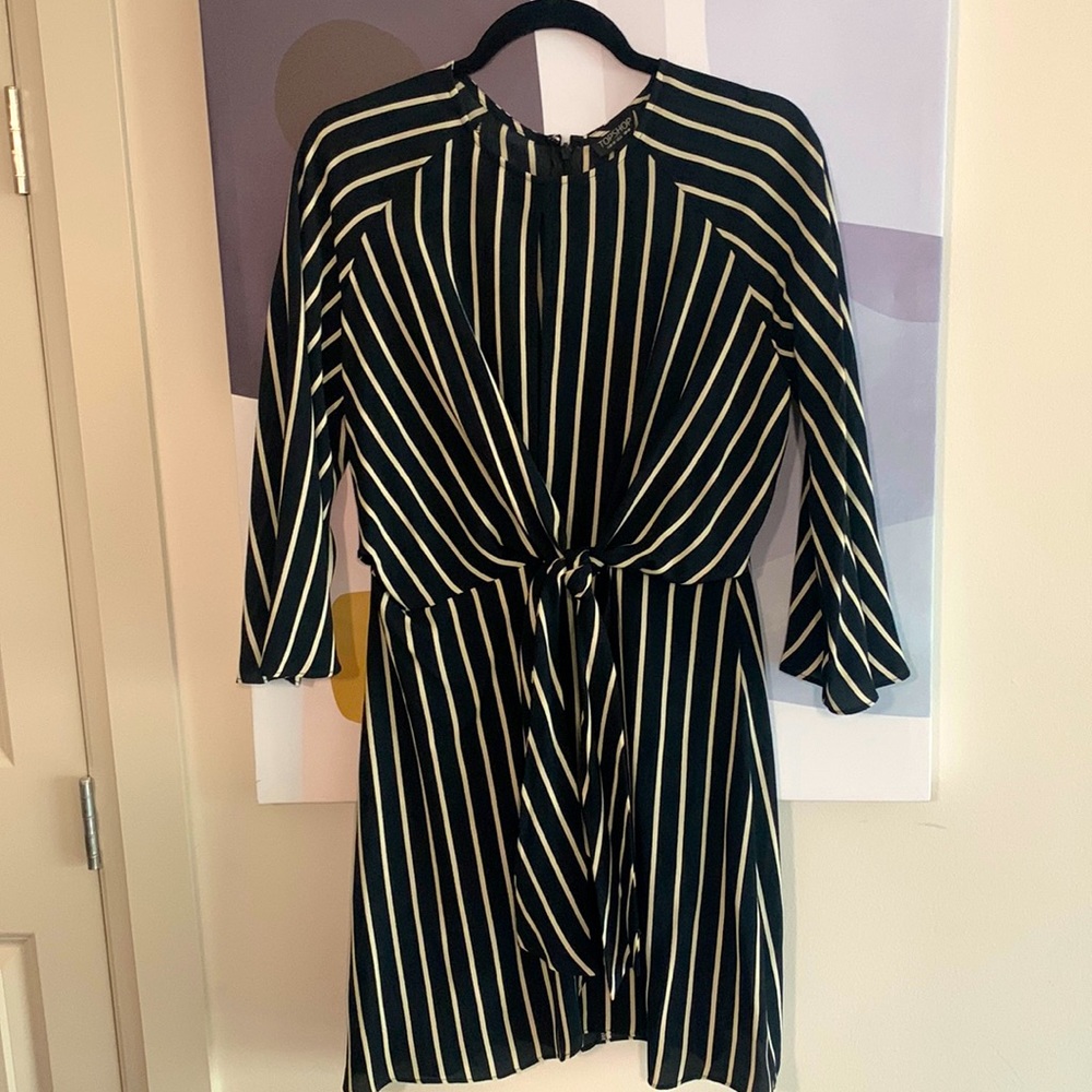 Topshop black dress with white stripes.